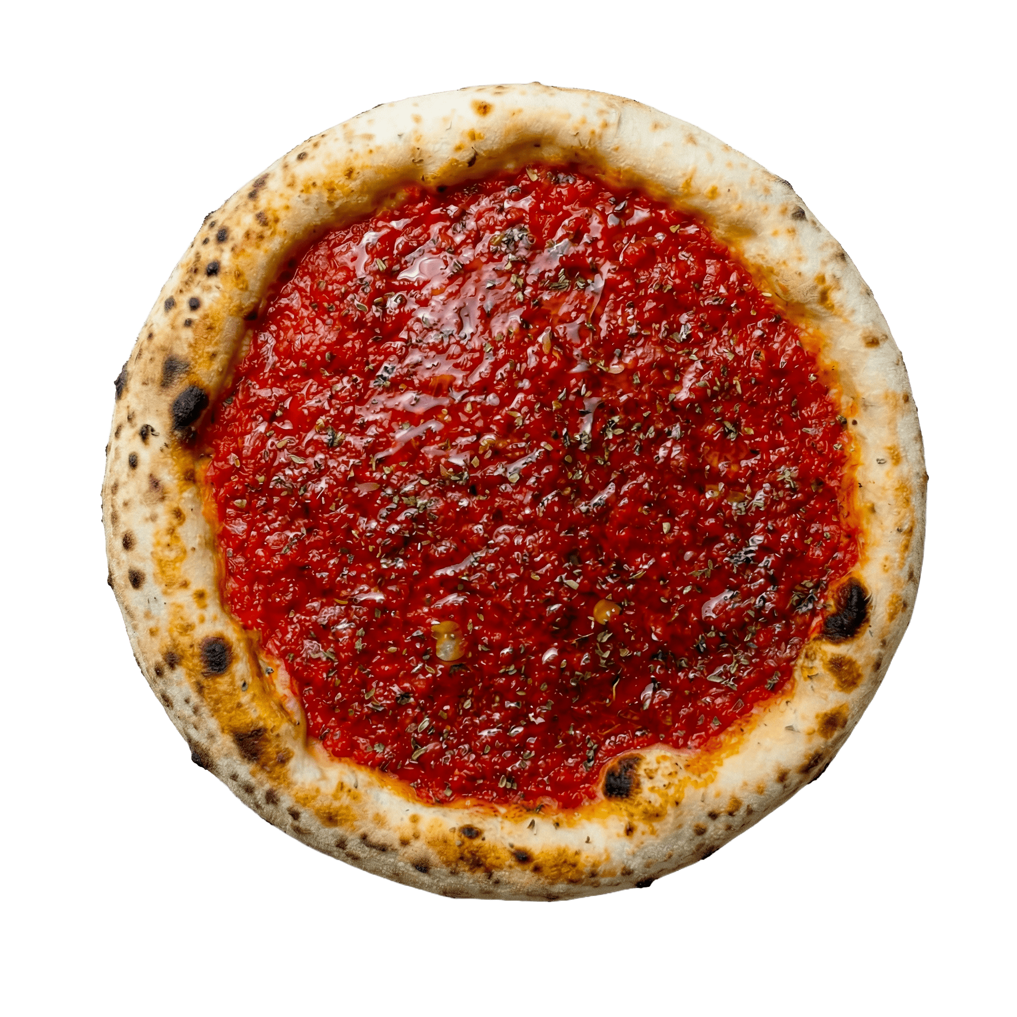 pizza_marinara_2 Pizza 'A Marinara surgelata Pizza Over con pomodoro e origano, vista dall'alto